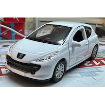 Oyuncak Metal Model Araba 1/36 Çek Bırak Peugeot 207 Beyaz