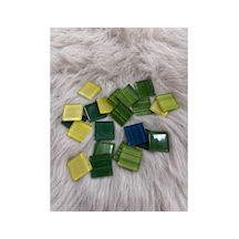 Sanatsal Kristal Mozaik Ks-35 23x23mm Çizgili Yeşil Mix 250gr