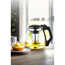 Isıya Dayanıklı Büyük Cam Demlik 1700 Ml Kapasiteli, Çelik Süzgeçli Ve Kapaklı Tasarım Şeffaf