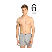 Tutku Erkek Gri 6'Lı Paket Penye Düğmeli Boxer Elf568T0117Ccm6 001