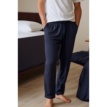 Elemge %100 Pamuk Süprem Erkek Pijama Altı Lacivert Compact Penye Cepli Rahat Kalıp Lastikli Ipli Terletmez