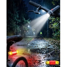 Led Bisiklet Işık Seti Ön Far Ve Arka Stop Lambası Güvenlik Seti Siyah
