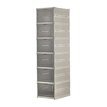 Coverest 6 Katlı Katlanabilir Organizer, Çok Amaçlı Ayakkabılık, Taşınabilir Portatif, 25.5 X 34.5 X 105 Cm Bej Açık Ceviz