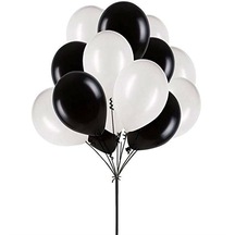 Benim Marifetlerim Metalik Siyah Beyaz Balon 12 İnch 15 Adet