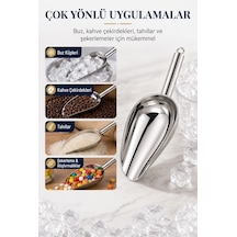 304ss Paslanmaz Çelik Erzak Küreği- Buz Küreği-baharat Küreği-orta Boy-24 Cm Gümüş