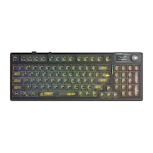 Aula F98 Pro V3 Oled Ekranlı Crystal Switch Makrolu Kablosuz Rgb Hot-swap Gasket Pre-lubed Switch Mekanik Klavye Şeffaf Siyah