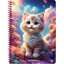 Keskin 16,5 X 22,5 Kareli Pp Kapak Sevimli Hayvanlar Spiralli Defter - Kedi Çok Renkli