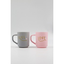 2 Adet Rakle Love & Kiss Mug Kupa Set 2'li 246 Cc Çok Renkli