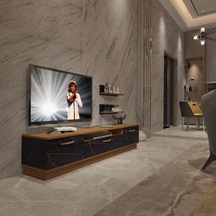 Decoraktiv Trendstyle 4 Mdf Tv Ünitesi Tv Sehpası Ceviz - Siyah Mermer