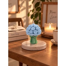 Mumelia Gül Buket - Doğal Soya Hediyelik Mum - Açık Mavi - 15
