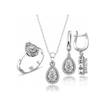 Sertifikalı Swarovski Taş Damla 925 Gümüş Set Takım
