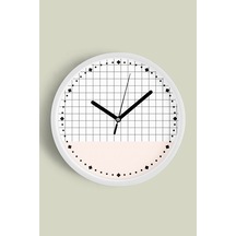Soyut - Bohem - Geometrik Temalı Modern Duvar Saati - 42cm - Önü Camlı Beyaz Kasa - Sessiz Mekanizma-jh0522 Beyaz