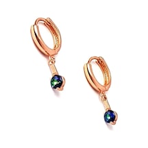 Mistik Topaz Taşlı Minimal Sallantılı Gümüş Küpe