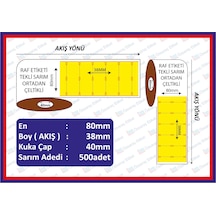 Raf Etiketi 80x38 500 Sarım Yatay Sarı Renkli Ortadan Çeltikli