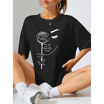 Modi Baskılı Oversize T-shirt - Siyah