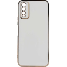 Vivo Y20s Kılıf Parlak Kenarlı Altın Işlemeli Kamera Korumalı Kapak Bark