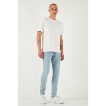 Buratti Streç Pamuklu Slim Fit Normal Bel Dar Paça Jeans Erkek Kot Pantolon 1115S601Napoli Açık Mavi