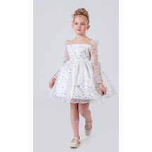 Mnk Baby & Kids Ruche Lipa Kız Çocuk Abiye M00783 Beyaz
