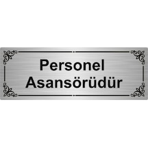Personel Asansörüdür 7x20cm Gümüş Renk Metal Yönlendirme Levhası
