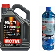 Motul 8100 X-Clean Efe C2/C3 SAE 5W-30 Tam Sentetik Motor Yağı 5 L + Cam Suyu 1 L