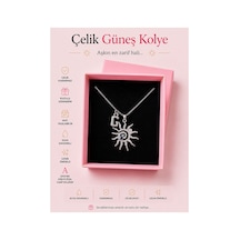 Kişiye Özel Harfli Çelik Güneş Kolye Kararmaz & Kutulu Hediye Gümüş Renk Gümüş Gümüş