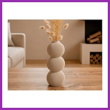 Bezos 3d Baskı Modern 3 Küre Dekoratif Vazo - Minimal Çiçek Vazosu, Masaüstü Ev Ve Ofis Dekoru-bej Bty