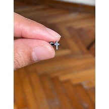 316 Cerrahi Çelik Tragus Helix Kıkırdak Conch Minimal Haç Piercing Gümüş - Çok Renkli