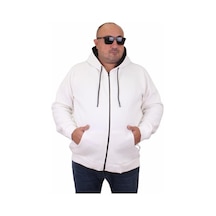 Starbattal Büyük Beden Unisex Kapüşonlu 3Ip Sweat 11701 Ekru-Ekru