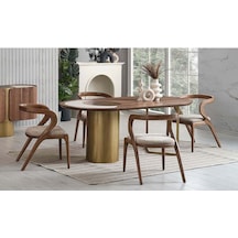 Akrep Beyaz Kumaş Natural Ahşap Sandalye