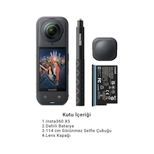 X5 8k 360 Aksiyon Kamerası Başlangıç Kiti Çift Sensör, Ek Batarya, Selfie Çubuğu, Aktif Hdr Siyah