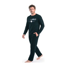 Pierre Cardin 6153 Erkek Uzun Kollu Bisiklet Yaka Pijama Takımı -siyah