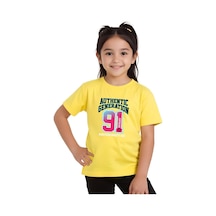 Panios Kids Authentic Baskılı Kız Çocuk Kısa Kollu T-shirt Sarı