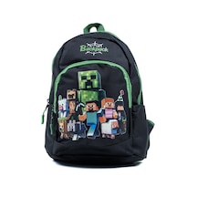 Çocuk Okul Sırt Çantası Erkek Öğrenci Su Geçirmez Minecraft Karakterli Siyah Yeşil