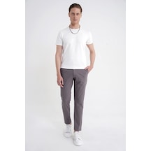 Comfort Fit Yan Cep Pamuklu Dokulu Vizon Pantolon P 1219