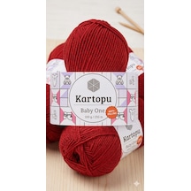 Baby One El Örgü İpi K0129 Koyu Kırmızı 100 G/250 Mt-3 Adet