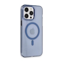 Newface Apple İphone 14 Pro Max Kılıf Tron Şeffaf Magsafe Kapak - Mavi