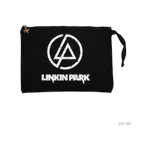 Zepplin Giyim Linkin Park Logo Siyah Clutch Astarlı Cüzdan / El Çantası