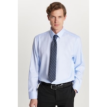 Tudors Slim Fit Beyaz Non-ıron %100 Pamuk Doğa Dostu Ekoteks Belgeli Ütü Gerektirmez Gömlek-34475 Mavi