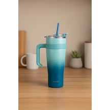 Alto Pipetli Termos Bardak Lacivert 1000ml Açık Gri