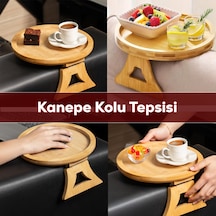 Porsima Pbt-414 Bambu Koltuk Matı Ahşap Kanepe Koltuk Kenarı Sehpa Yan Sehpa Koltuk Katlanabilir Koltuk Kenarı Tepsisi Bambu
