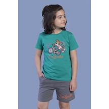 Toontoy Kids Toontoy Erkek Çocuk Bisiklet Süren Köpek Baskılı Takım Yeşil