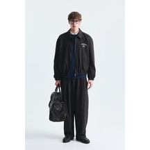 Oversize Çizgili Ceket Takım Kahverengi
