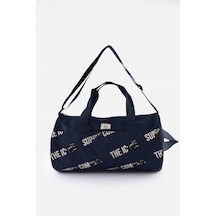 İcone Bag Unisex Spor Çanta Silindir Model, Baskılı, Ön Ve İç Cepli, Yan Saplı, Ayarlanabilir Omuz Askılı Lacivert
