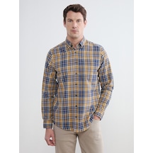 Lcwaıkıkı Classic Sarı Regular Fit Ekose Desenli Gabardin Erkek Gömlek