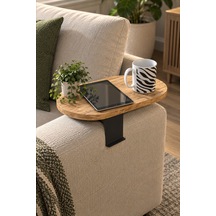 Sulorahome Ayarlanabilir Yan Sehpa Çam Kahverengi Oval C Sehpa Atlantik Çam