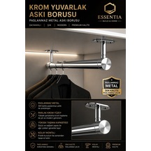 Krom Yuvarlak Askı Borusu Seti 78 Cm Paslanmaz Metal Dolap İçi Elbise Askılık Sistemi Çoklu Renk