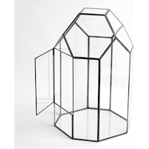 Tr 33x20x20cm Siyah Geometrik Teraryum Cam Fanus Takı Aksesuar Çikolata Kutusu Genel