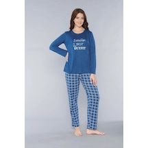 Uzun Kol Pijama Takım Mevsilik Viskon Alperi 790-26 İndigo
