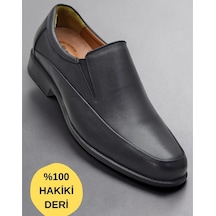 Papatay 882 Hazır Rahat Taban İçi Dışı Deri Erkek Ayakkabı Bağcıksız Klasik Erkek Ayakkabı Siyah