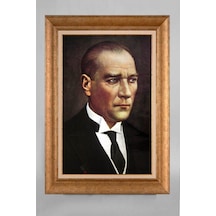 Altın Varaklı Çerçeveli Paspartulu Atatürk Tablo S470